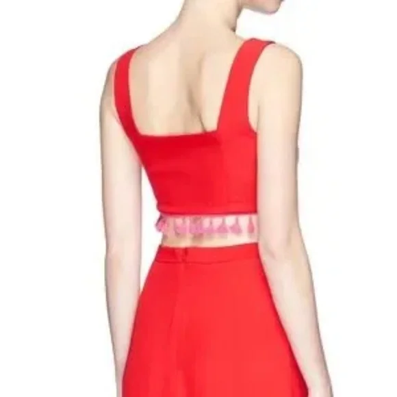 Staud "Moz" red and pink tassel top, size S, new - Picture 4 of 5